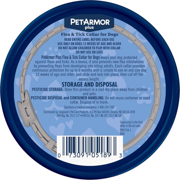 PetArmor Plus Flea & Tick Collar for Dogs, Kills Fleas & Ticks, Long Lasting Protection for 12 Months, Water Resistant, One Size Fits All, 2 Collars - Image 2