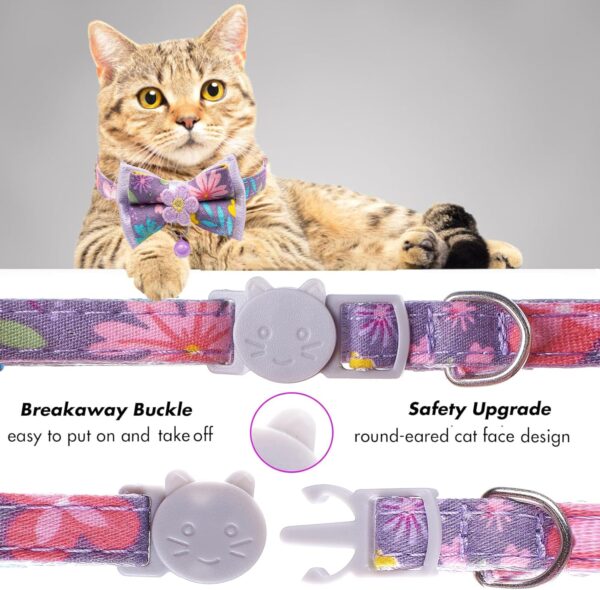 Cat Collars,HYQHYX Floral Bow Collar with Bell, Removable Cat Collar with Tie, Cute cat Collar for Cats and Puppies - Image 3