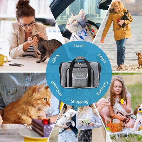 4 Sides Expandable Cat Travel Bag Airline Approved Collapsible Cat Soft-Sided Carriersexpandable pet Carrier，Folding Soft Sided Transport Tote Bag for Kittens,Dog & Small Animals、Removable Fleece Pad - Image 5