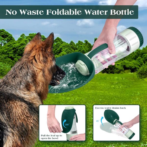 Dog Water Bottle Dispenser for Walking, Pet Water Feeder Container portable with Drinking Cup Bowl Outdoor Hiking, Travel Large Green - Image 5