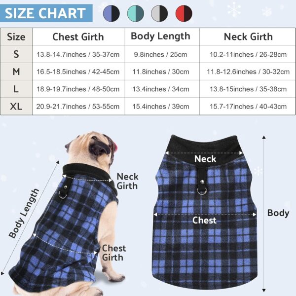 4 Pieces Winter Fabric Dog Sweater with Leash Ring Fleece Vest Dog Pullover Jacket Warm Pet Dog Clothes for Puppy Small Dogs Cat Chihuahua Boy (Plaid Pattern, L) - Image 2