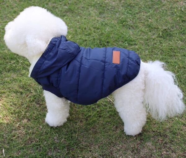 Vecomfy Fleece Lining Extra Warm Dog Hoodie in Winter for Small Dogs Jacket Puppy Coats with Hooded,Blue M - Image 4