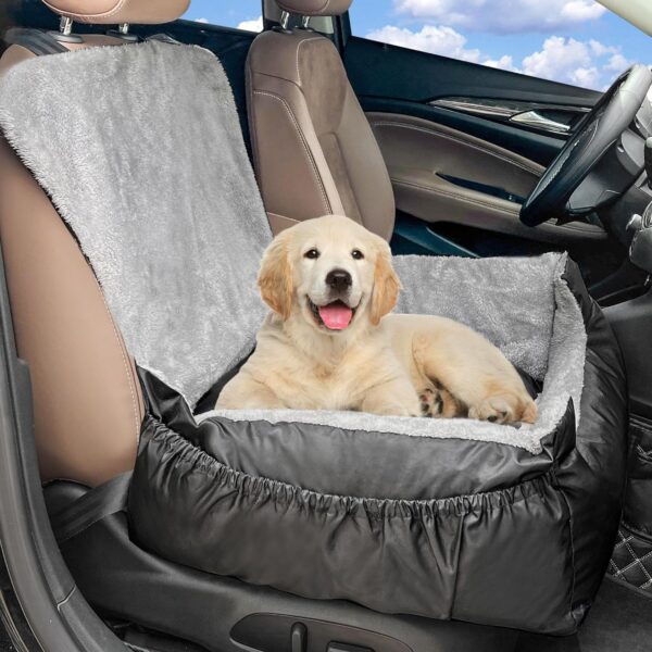 Dog Car Seat for Small/Medium Dogs, Pet Dog Booster Seat with Storage Pockets & Clip-On Safety Leash, Washable and Safety Car Seat Under 30lbs, Fits for All Cars, SUVs, Trucks Front/Back Seat