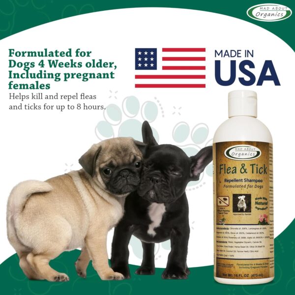 Dog Shampoo Flea and Tick Prevention 16oz - Flea and Tick Repellent Fomulated for Dogs, All Natural Flea Bath for Dogs 4 Weeks & Older Including Pregnant Female, Puppy Essentials by Mad About Organics - Image 4