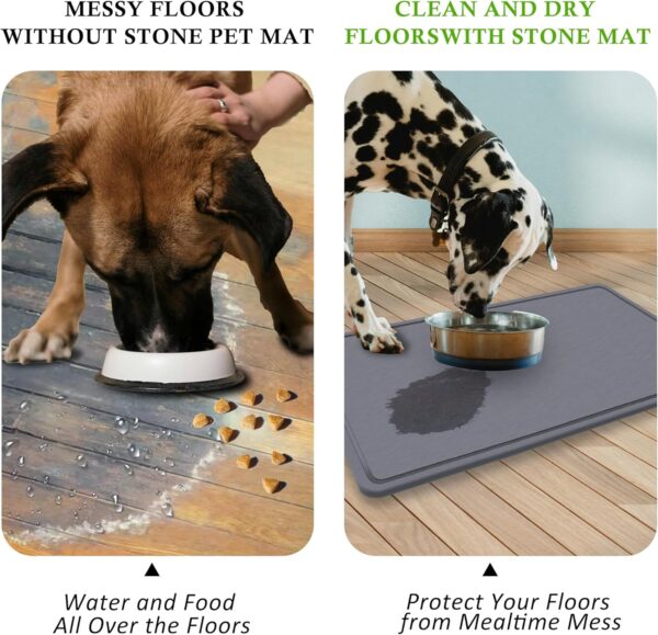 Extra Large Stone Dog Food Mat,Absorbent Cat Dog Mat for Food and Water, Quick Drying Pet Feeding Mat, Anti-Slip Diatomaceous Earth Dog Bowl Mat for Messy Drinkers,Dark Grey 23.6''x15.35'' - Image 5