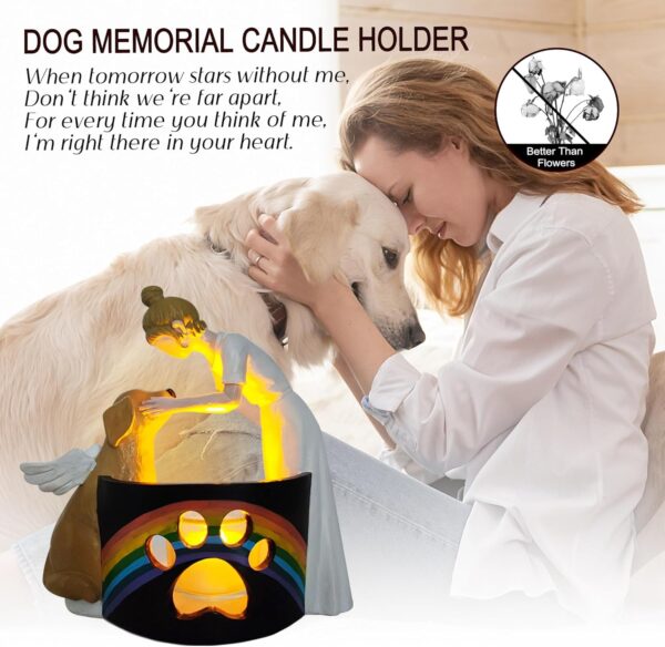 pinata Dog Memorial Gifts for Loss of Dog,Pet Memorial Gift Paw Candle Holder,Dog Passing Away Sympathy Gift - Rainbow Bridge Dog Memorial Gifts,Dog Lovers Statue with LED Candle Figurines Decor - Image 2