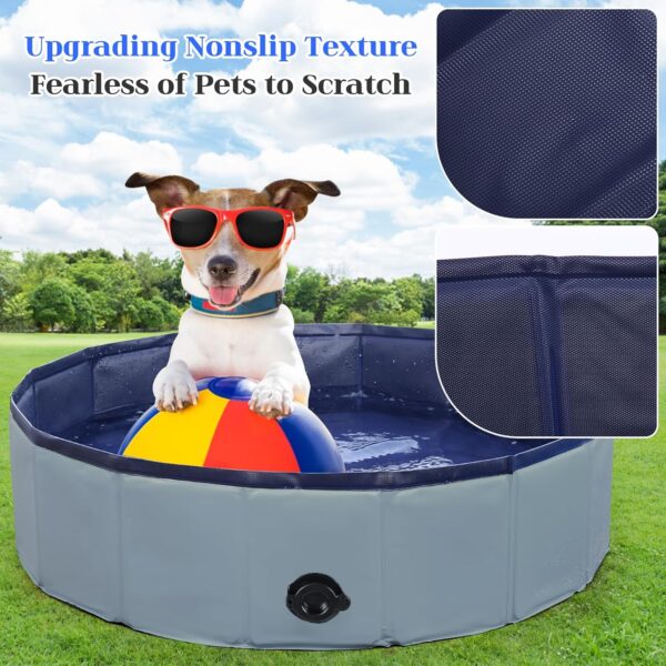 Foldable Dog Bath Swimming Pool Plastic Kiddie Pool Professional Tub Collapsible Grooming Bathtub for Pets Kids Baby and Toddler, 32 x 8 Inches Blue - Image 4