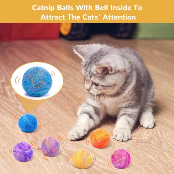 Retro Shaw Catnip Toys, Catnip Balls with Bell, Cat Toys with Silvervine and Catnip, Catnip Toys for Cats, Cat Toys for Indoor Cats, Cat Chew Toy, Cat Nip Toys for Cats Kittens Kitty, 6 Pack - Image 3