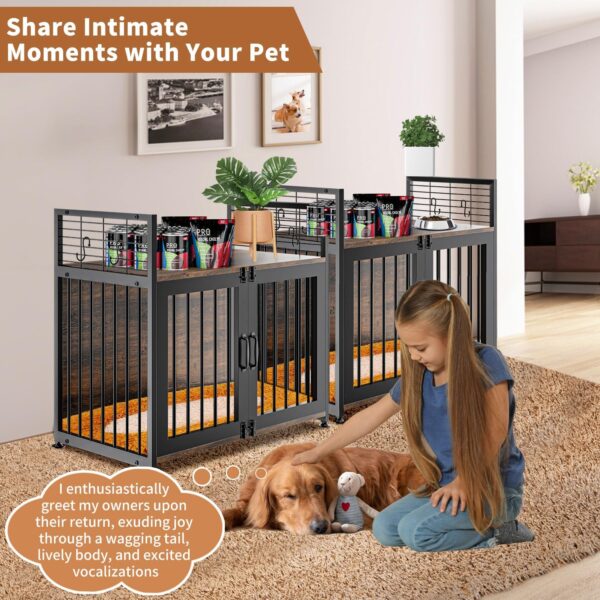 Wooden Dog Crate Furniture Large/Medium Dog, Dog Kennel Furniture Large Breed, Indoor Dog Cage Furniture Style with 2 Doors, End Table Dog Crate for 50-70 lbs Dogs (41" W×23.2" D×35.6" H) - Image 6