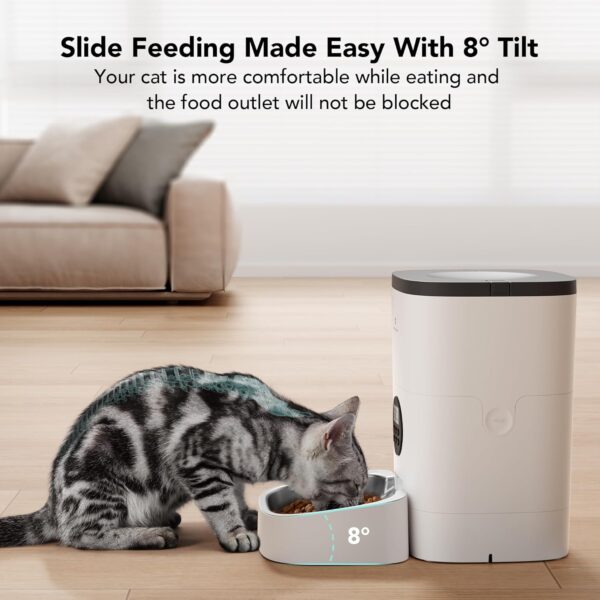 PETLIBRO Automatic Cat Feeder, Automatic Cat Food Dispenser with Timer Interactive Voice Recorder, Auto Cat Feeder with 1-4 Meals Control Dry Food, White Opaque - Image 4