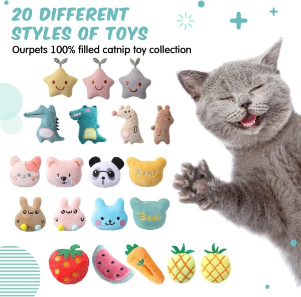 20 Pieces Catnip Toys for Indoor Cat Plush Cat Chew Toys Lovely Kitten Catnip Toys Cat Toys Kitten Entertaining Interactive Cat Toys for Cat Kitten (Lovely) - Image 7