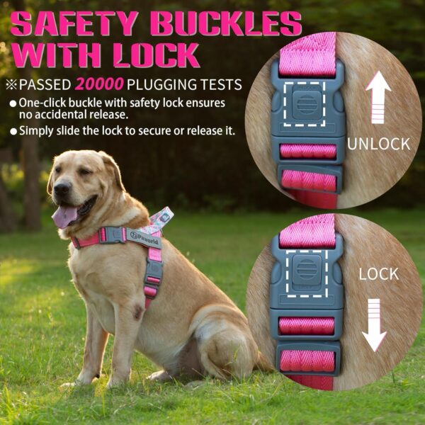 Service Dog Harness and Leash Set, No-Pull Service Dog Vest with 4 PCS Reflective Patches, Dog Vest Harness with Handle, Pet Harness for Small Medium Large Dogs in Training (Pink, S) - Image 6