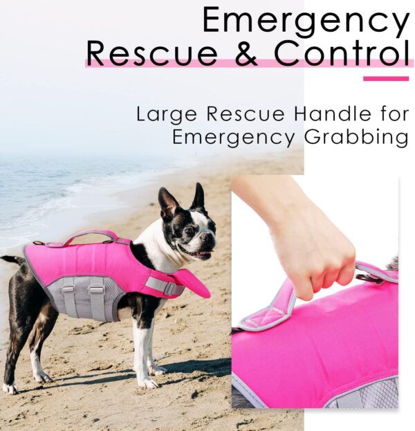 ThinkPet Dog Life Jacket, Reflective Lifesaver with Rescue Handle, Adjustable Floating Vest,High Buoyancy Aid Dog Saver Medium Pink - Image 5