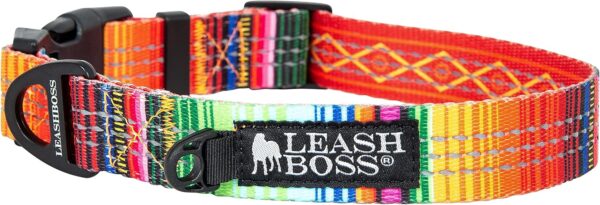 Leashboss Patterned Reflective Dog Collar, Pattern Collection, Colorful Dog Collar with Triple Reflection Threads for Small, Medium and Large Dogs (Large 16.5"-25" Neck x 1" Wide, Blanket Pattern)