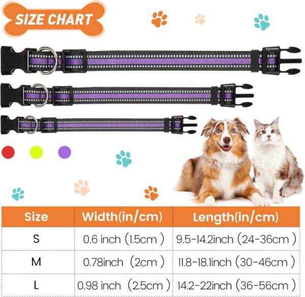 3 Pieces Dog Collar Reflective Dog Collar Nylon Dog Collar Adjustable Dog Collars Quick Release Dog Collar Pet Collars for Dogs - Image 2