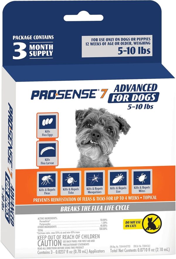 ProSense 7 Flea & Tick Prevention and Control for Dogs 5-10 lb - 3 Month Supply