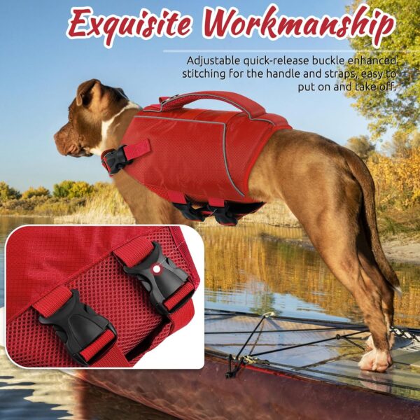 ASENKU Lightweight Dog Life Jacket,Dog Life Vest for Swimming Boating, Dog Swimming Vest with High Flotation Pet Life Jacket for Small Medium and Large Dogs - Image 6