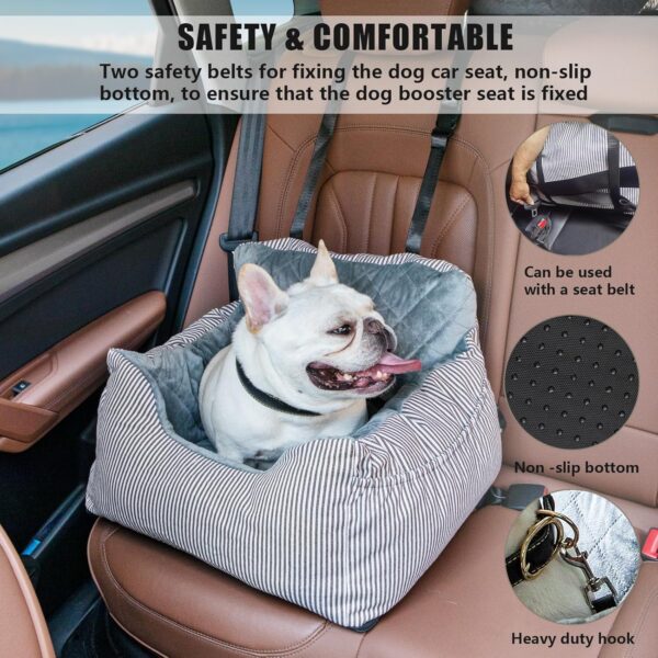 Dog Car Seat for Small Dogs, Removable and Washable Safety Dog Booster Car seat,Anti Slip and Sturdy Dog Car Seats, Portable Dog Car Travel Carrier Bed for Under 30 lbs, Grey - Image 5