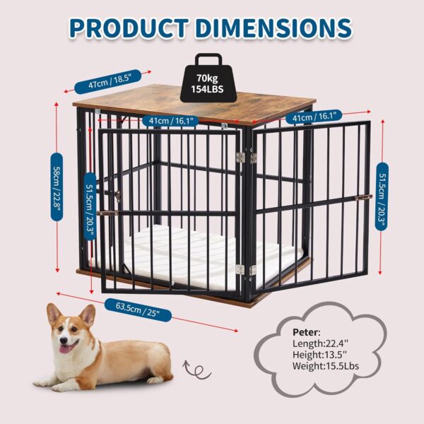 Made4Pets Dog Crate Furniture for Small Dogs, Heavy-Duty Dog Cage Chew-Resistant with Washable Cushion, Small Dog Kennel House for Indoor and Outdoor Use, Modern Side End Table, 25"*18.5"*22.8" - Image 2