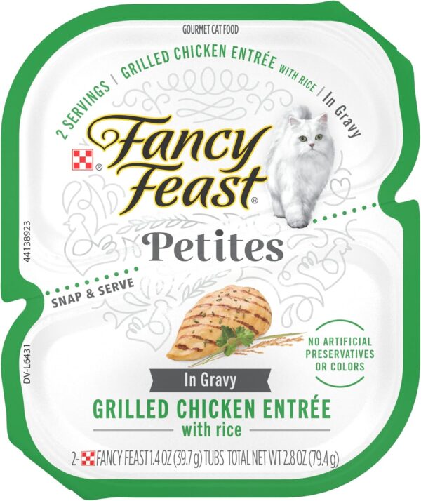 Purina Fancy Feast Petites Gourmet Gravy Wet Cat Food, Petites Grilled Chicken With Rice Entree - (Pack of 12) 2.8 oz. Tubs