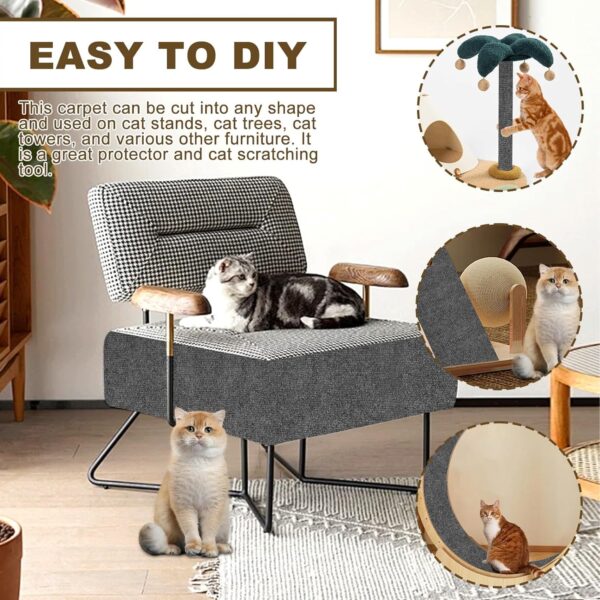 118”x15.8” Trimmable Cat Scratching Post Carpet Cover Cat Scratcher Mat Self-Adhesive Cat Tree Shelves Replacement Parts Mat Cat Scratcher for Cat Shelves Steps Couch Furniture DIY Protector - Image 5