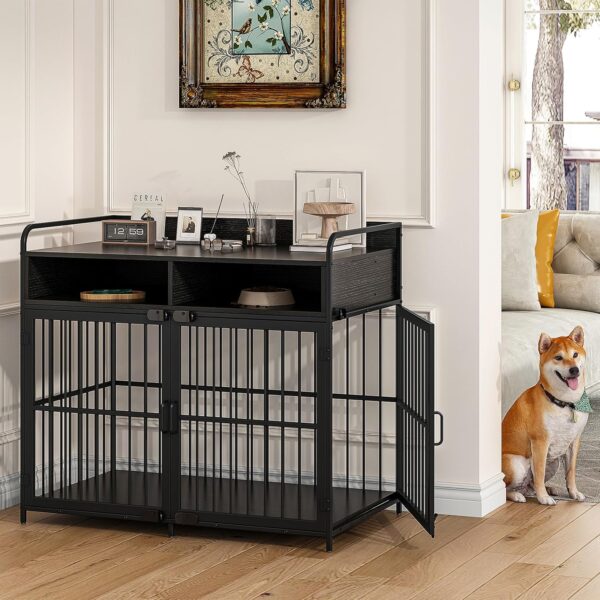 Dog Crate for Large Dogs, Black Furniture Dog Crate, Large Dog Kennel Indoor, Heavy Duty Wood Dog Cage Table with Drawers Storage, Sturdy Metal, Inner Size: 39.4" L x 22.5" W x 23.3" H - Image 7