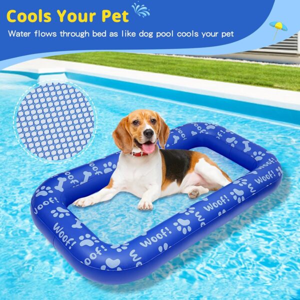 QUUREN Dog Pool Float Inflatable Dog Floats for Pool Portable Dog Floaties with 78” Tow Rope Swimming Pool Pet Dog Floating Mat Dog Pool Rafts for Small, Medium, Large Dog, Kids and Adults - Image 3