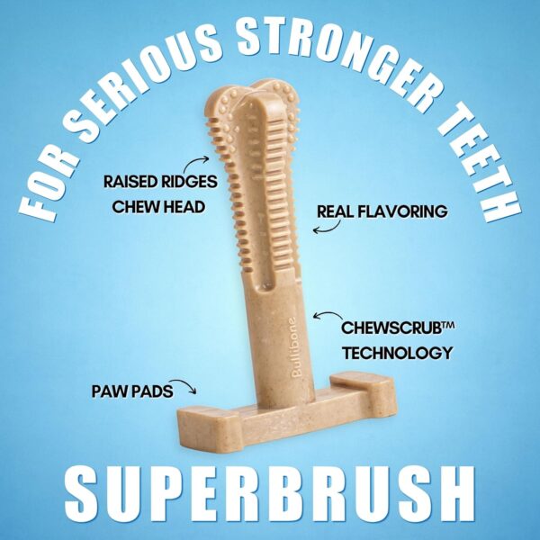 Bullibone SuperBrush: Dog Teeth Cleaning Brushing Toothbrush Stick - Long Lasting Nylon Apple Cinnamon Chew Toy for Oral Care and Dental Health - Image 4