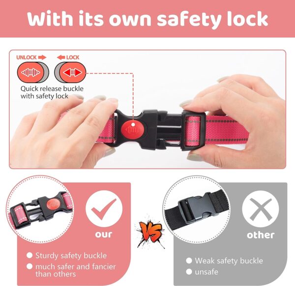 Polyester Dog Collars for Medium Dogs Female Male,Durable Comfortable Padded Basic Dog Collars for Puppy Small Extra Large Breed with Quick Release Safety Buckle for Dog Boy Girl,Pink,M - Image 3