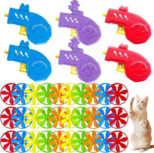 36 Pieces Cat Fetch Toy with Colorful Flying Propellers Set,Cat Interactive Toys,Cat Playing Tracking Interactive Toys for Pet Training Exercise,Hunting,Chasing,Batting