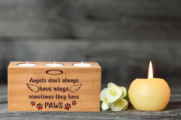 Dog Memorial Gifts for Loss of Dog, Pet Memorial Gifts for Dogs, Loss of Dog Sympathy Gift, Pet Loss Gifts, Dog Bereavement Gifts, Dog Cat Passing Away Gifts, Candle Holder 3 Votive Tea Light (ANGLES) - Image 7