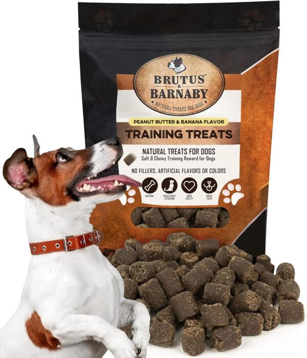 BRUTUS & BARNABY Training Treats for Dogs - Peanut Butter & Banana - All-Natural Healthy Low Calorie Vegan Dog Training Treats - Great to Use for Rewards in Training Your Puppy Or Dog