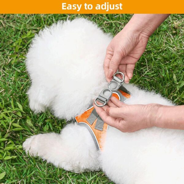 Small Dog Harness with Leash: Adjustable Puppy Harness - Soft Pet Harness for Dogs Walking Running (XS,Orange) - Image 5