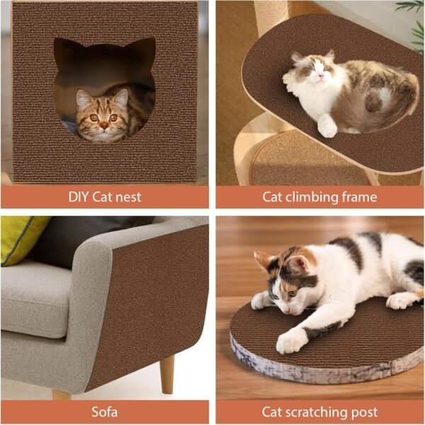 78.7"x15.8" Cat Scratching Mat, Self-Adhesive Cat Scratch Carpet, Cat Scratch Furniture Protector, DIY Climbing Cat Scratcher for Cat Tree Shelf Shelve, Cat Wall, Etc (Brown) - Image 6