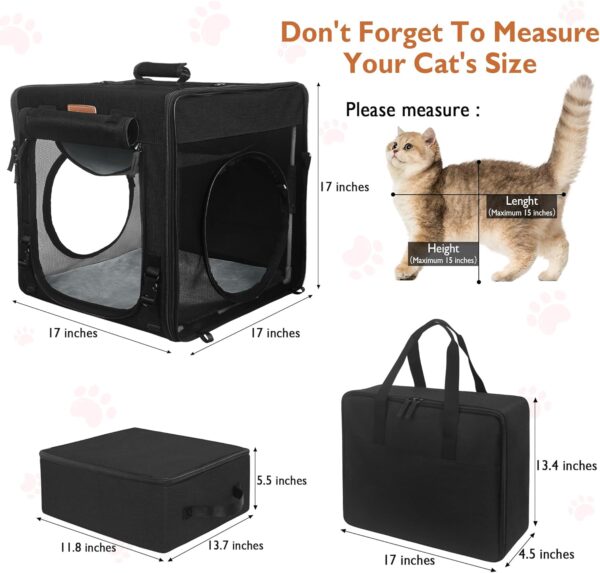 Cat Travel Carrier with Little Box, Various DIY Methods Large Cat Carrier, Cat Carrier Soft with Tunnel Tube-with Flannel Cushion, Hammock, Protable Tote (Black) - Image 6