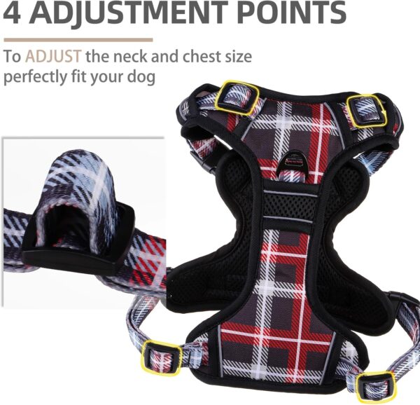 PUPTECK No Pull Dog Harness and Leash Set with Handle Reflective Adjustable Padded Vest Escape Proof for Small Medium Large Dogs Walking Training Hiking, Plaid Black L - Image 5