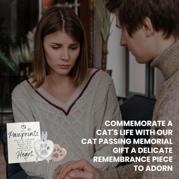 Cat Memorial Gift Box Crystal Remembrance Stones Pawprints on Our Hearts + Poem Sympathy Card Cat for Pet Loss Cat (White Quartz) - Image 5