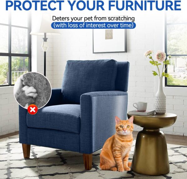 Anti Cat Scratch Furniture Protector - 12 Pack Single Side Couch Protector for Cats, Self-Adhesive Clear Cat Tape for Furniture - Cat Scratch Deterrent for Furniture, Door, and Walls - Image 2