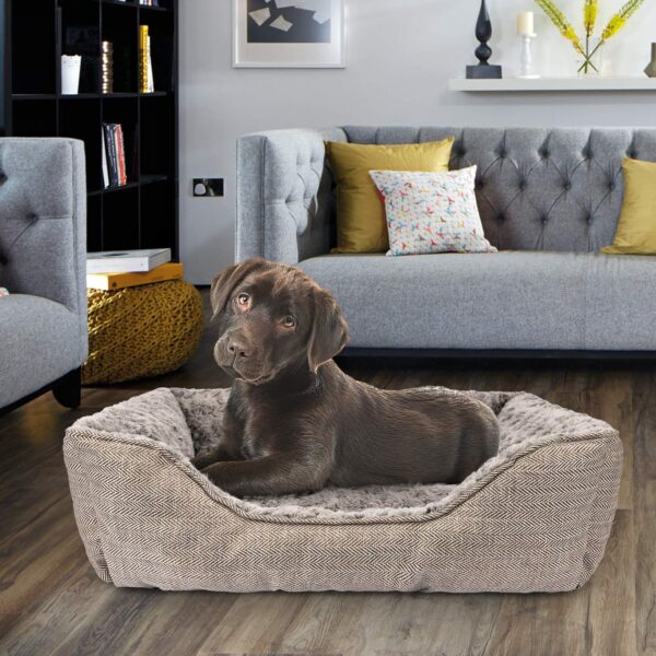 FURTIME Dog Bed for Large Medium Small Dogs Soft Washable Pet Bed Orthopedic Dog Sofa Bed Breathable Rectangle Sleeping Bed Anti-Slip Bottom(25'', Brown) - Image 7