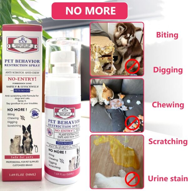 Pet Behavior Restriction Spray, Plant Extract Bitter Apple Spray for Dogs and Cats. No Chew, No Marking, No Lick, No Pee, Not Here Deterrent Spray - Image 5