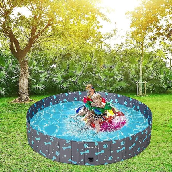 PAWCHIE Foldable Dog Swimming Pool - Portable Collapsible PVC Pet Bathing Tub for Large Dogs Cats Kids 63" x 12" - Image 8