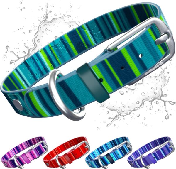 Waterproof Dog Collar | 100% Washable, Stink Proof, Odor Proof, Fade Proof | Easy to Clean, Quick-Dry, Soft & Flexible Yet Durable | Rust & Corrosion Resistant Zinc Alloy Buckle | Teal-M 1"