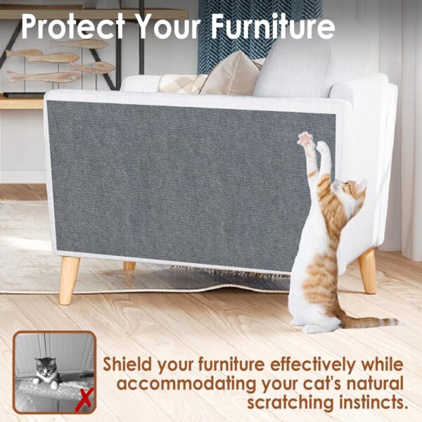 Cat Scratching Mat 11.8" x11.8”(5 Pack), Trimmable Self-Adhesive Cat Scratcher, Replacement Carpet for Cat Tree Shelf Shelves Cat Scratch Post, Scratch Couch Protector, Cat Wall Furniture DIY - Image 3