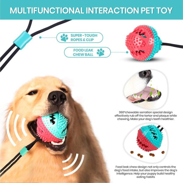 Dog Toys for Aggressive Chewers Interactive Teething Boredom and Stimulating Tug of War Suction Cup Puzzle Indestructible Puppy Rope Enrichment Teeth Cleaning Ball Accessories for Small Large Dogs - Image 3