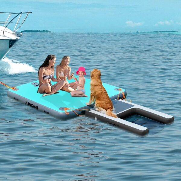 Inflatable Dog Water Ramp Float Floating Boat Ramps for Dogs Dog On Water Ladder Steps for Pool, Lake, Boats and Dock,with Non-Slip Pad - Image 7