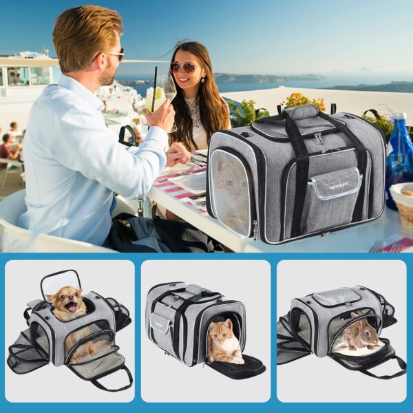 4 Sides Expandable Cat Travel Bag Airline Approved Collapsible Cat Soft-Sided Carriersexpandable pet Carrier，Folding Soft Sided Transport Tote Bag for Kittens,Dog & Small Animals、Removable Fleece Pad - Image 3