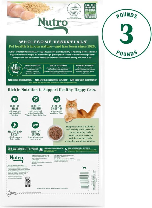 Nutro Wholesome Essentials Senior Dry Cat Food, Chicken & Brown Rice Recipe, 3 lbs. - Image 2