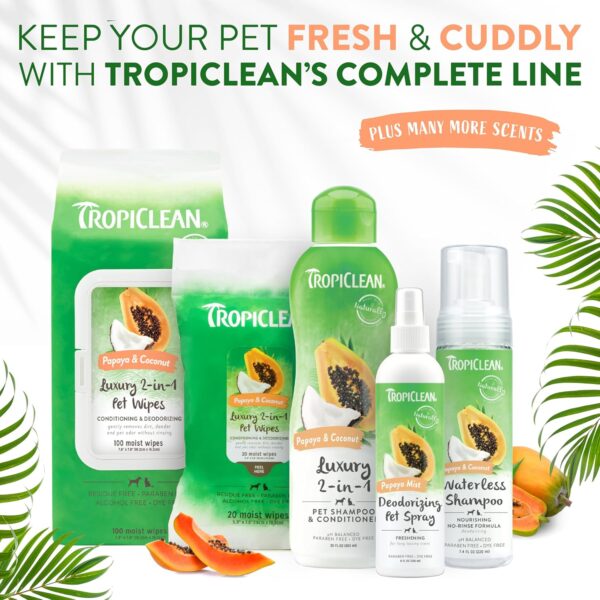 TropiClean Papaya & Coconut Dog Wipes for Paws and Butt | Deep Cleaning Dog Grooming Wipes | Safe for The Face | Cat Friendly | 400 Count - Image 8