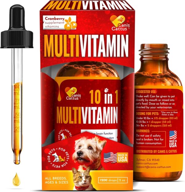 Multivitamin for Dogs & Cats | Multivitamin for Dogs | Cat Multivitamin | Dog Vitamin | Cat Vitamin | Pet Vitamin | Vitamins for Cats | Liquid Dog Vitamins | Liquid Cat Vitamins | 2 Oz