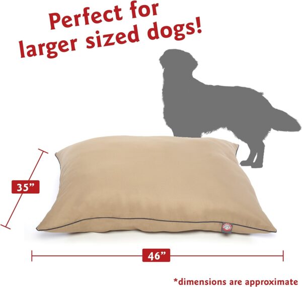 Majestic Pet Rectangle Large Dog Bed Washable – Non Slip Comfy Pet Bed – Dog Crate Bed Super Value Pillow Dog Bed – Dog Kennel Bed for Sleeping - Dog Bed Large Breed 46 x 35 Inch – Solid Khaki - Image 2